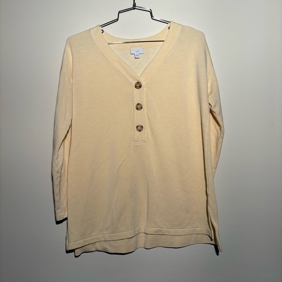 J. Jill Light Yellow Buttoned Sweatshirt Top - Picture 1 of 8